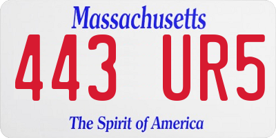MA license plate 443UR5
