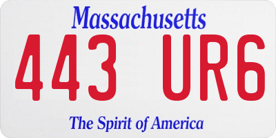 MA license plate 443UR6