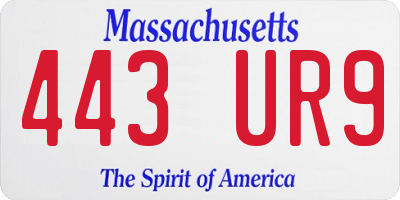 MA license plate 443UR9