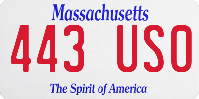 MA license plate 443US0