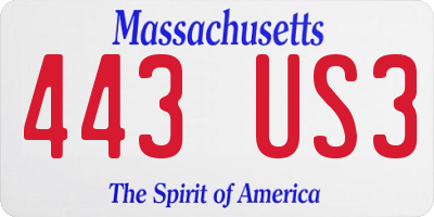 MA license plate 443US3