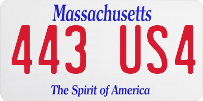 MA license plate 443US4
