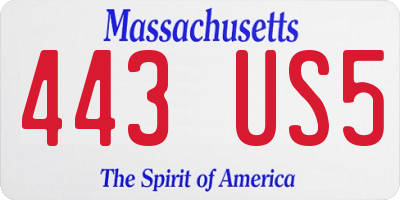 MA license plate 443US5
