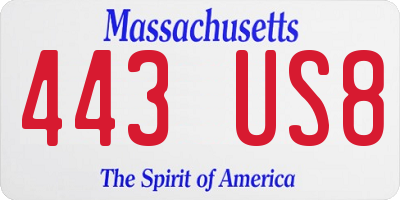 MA license plate 443US8