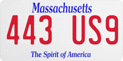 MA license plate 443US9
