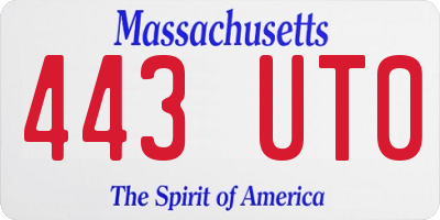 MA license plate 443UT0