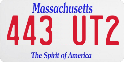 MA license plate 443UT2