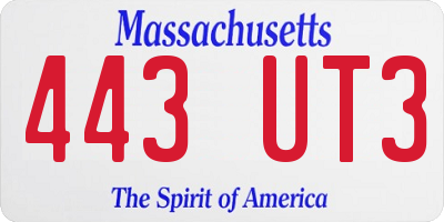 MA license plate 443UT3