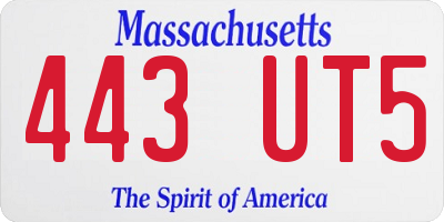 MA license plate 443UT5