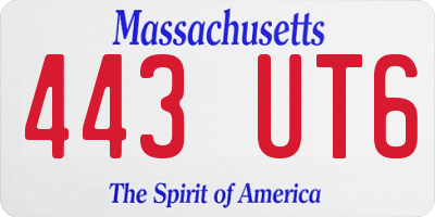 MA license plate 443UT6