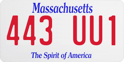 MA license plate 443UU1