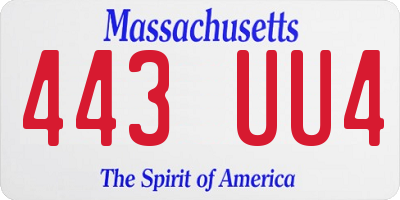 MA license plate 443UU4