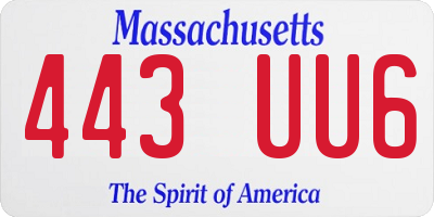 MA license plate 443UU6