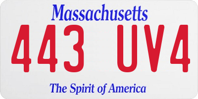 MA license plate 443UV4
