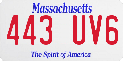 MA license plate 443UV6