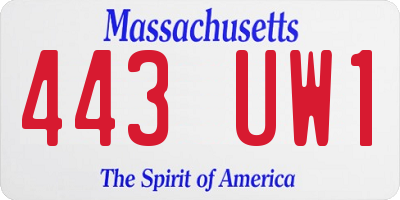MA license plate 443UW1