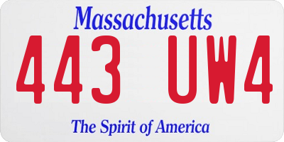 MA license plate 443UW4