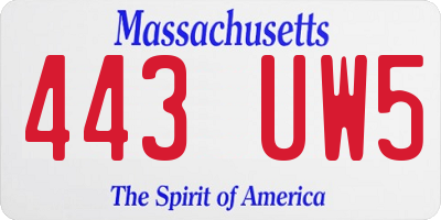 MA license plate 443UW5