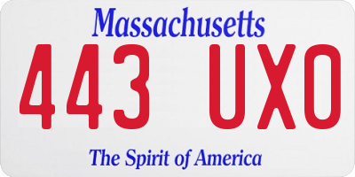 MA license plate 443UX0