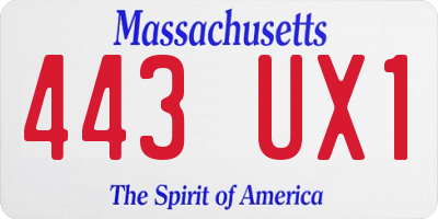 MA license plate 443UX1