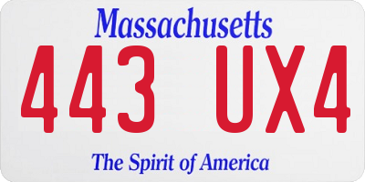 MA license plate 443UX4