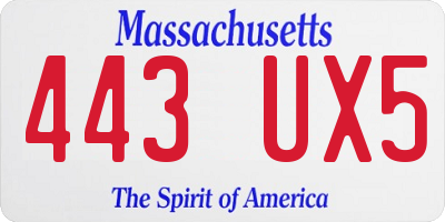 MA license plate 443UX5