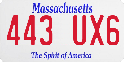 MA license plate 443UX6