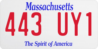 MA license plate 443UY1