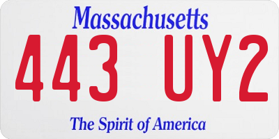 MA license plate 443UY2