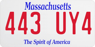 MA license plate 443UY4