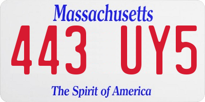 MA license plate 443UY5