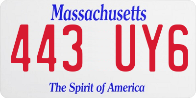 MA license plate 443UY6