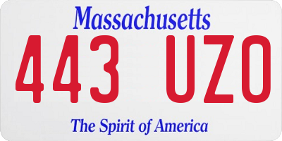 MA license plate 443UZ0