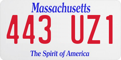 MA license plate 443UZ1