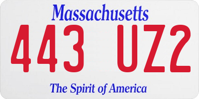 MA license plate 443UZ2