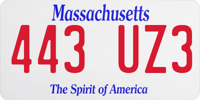 MA license plate 443UZ3