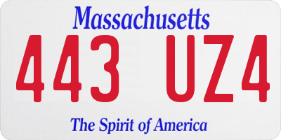 MA license plate 443UZ4