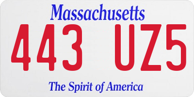 MA license plate 443UZ5