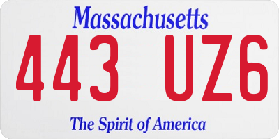 MA license plate 443UZ6