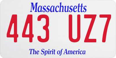 MA license plate 443UZ7