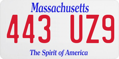 MA license plate 443UZ9