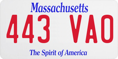 MA license plate 443VA0