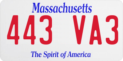 MA license plate 443VA3