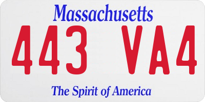 MA license plate 443VA4