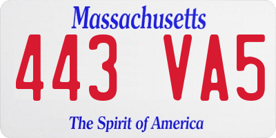 MA license plate 443VA5
