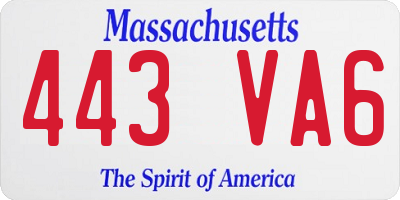 MA license plate 443VA6