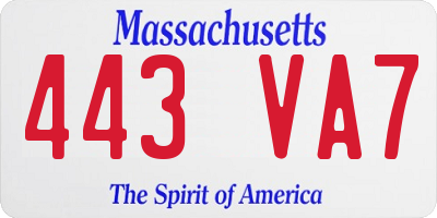 MA license plate 443VA7