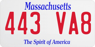 MA license plate 443VA8