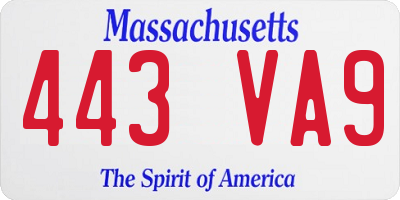 MA license plate 443VA9