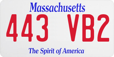 MA license plate 443VB2
